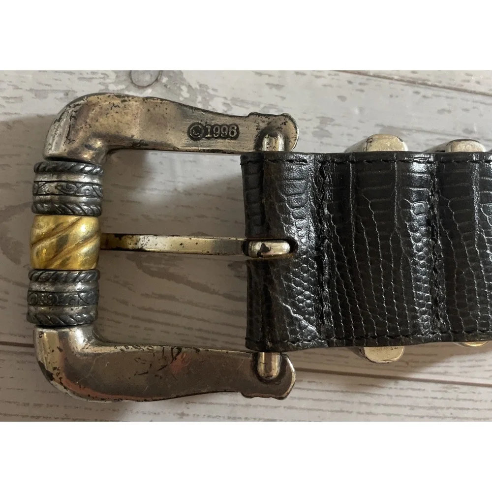 Brighton Vintage‎ 1998 Brown Croc Print Leather Belt Women's Size Small
